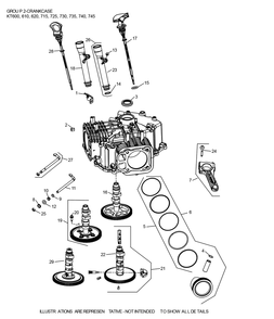 Kt735-3103 Crankcase Diagram and Parts List for KT735-3103  Cub Cadet Lawn Tractor